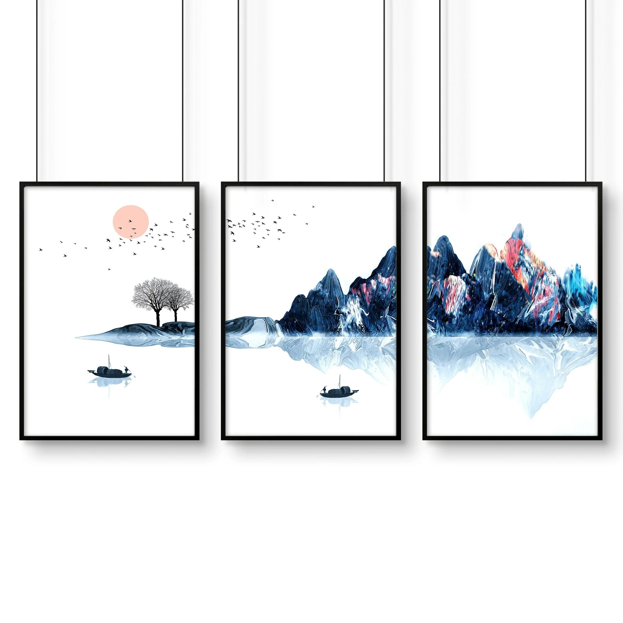 Framed wall art for living room | set of 3 Japanese wall art prints - Image 9