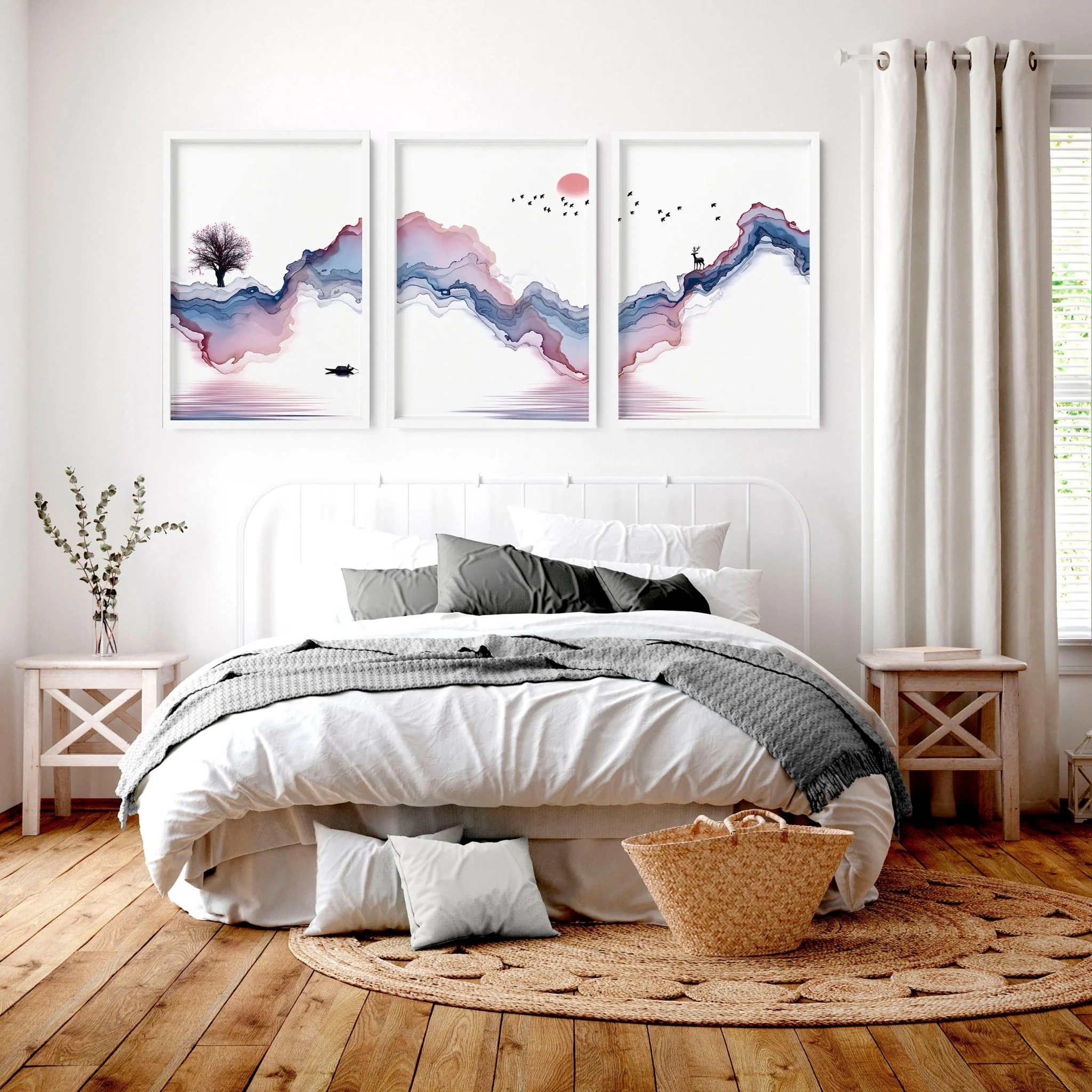 Pictures for bedroom | set of 3 Japanese wall art prints - Image 2