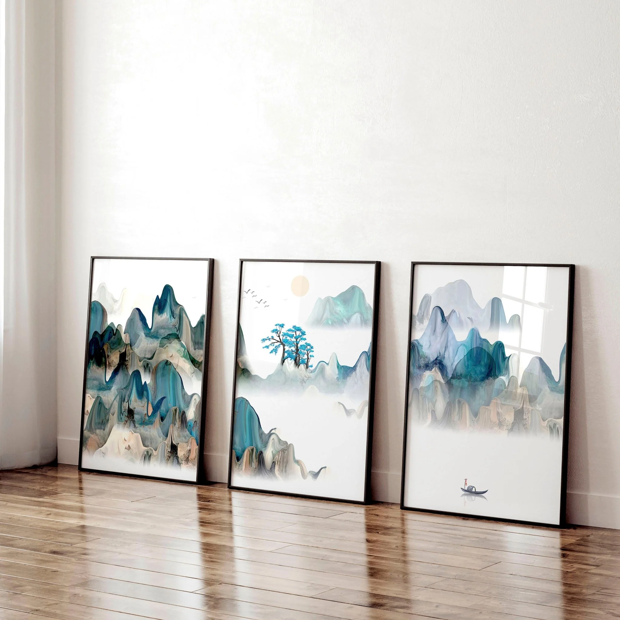 Japanese landscape art | set of 3 wall art for home office - Image 4