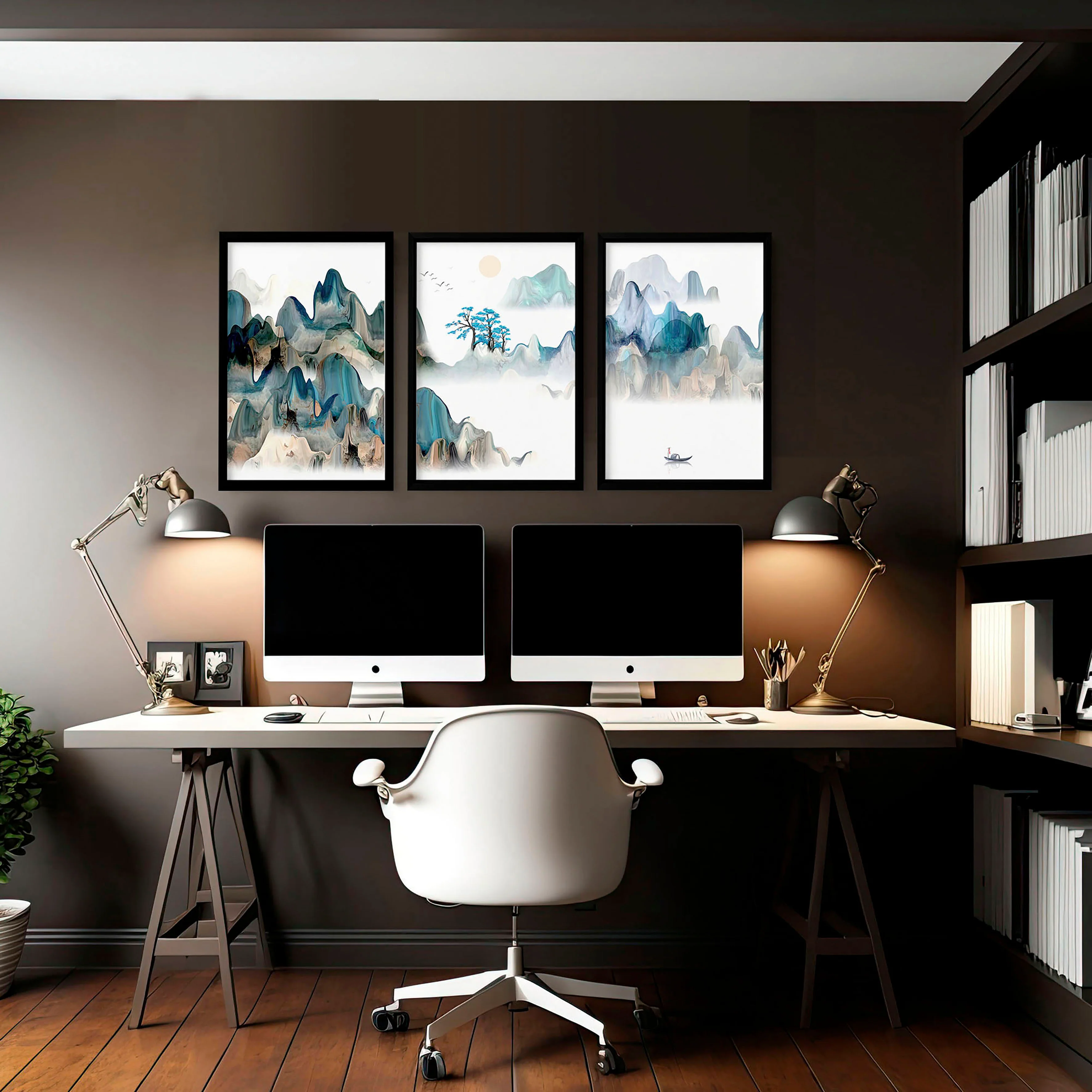 Japanese landscape art | set of 3 wall art for home office - Image 9