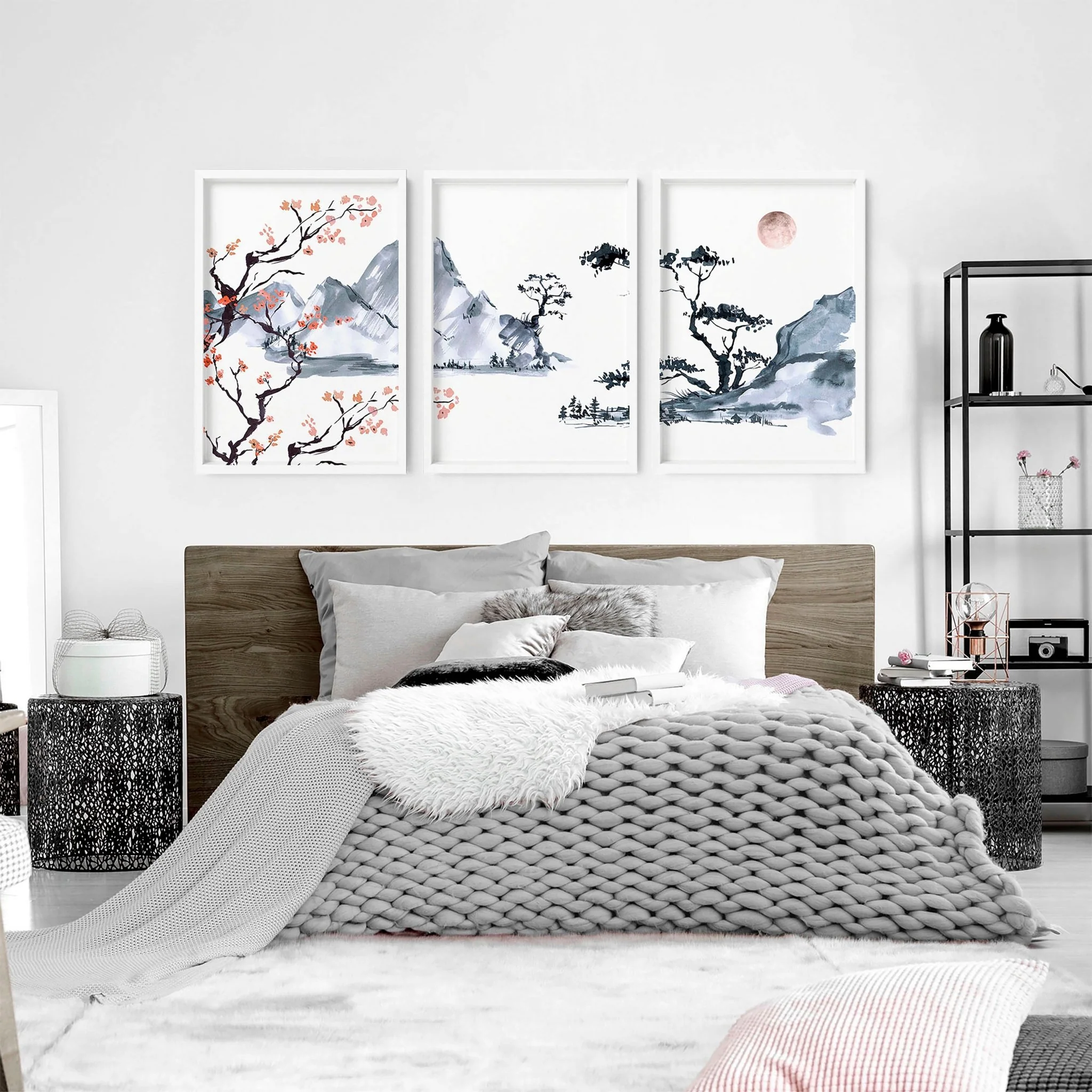 Japanese landscape painting | set of 3 Bedroom wall art - Image 3