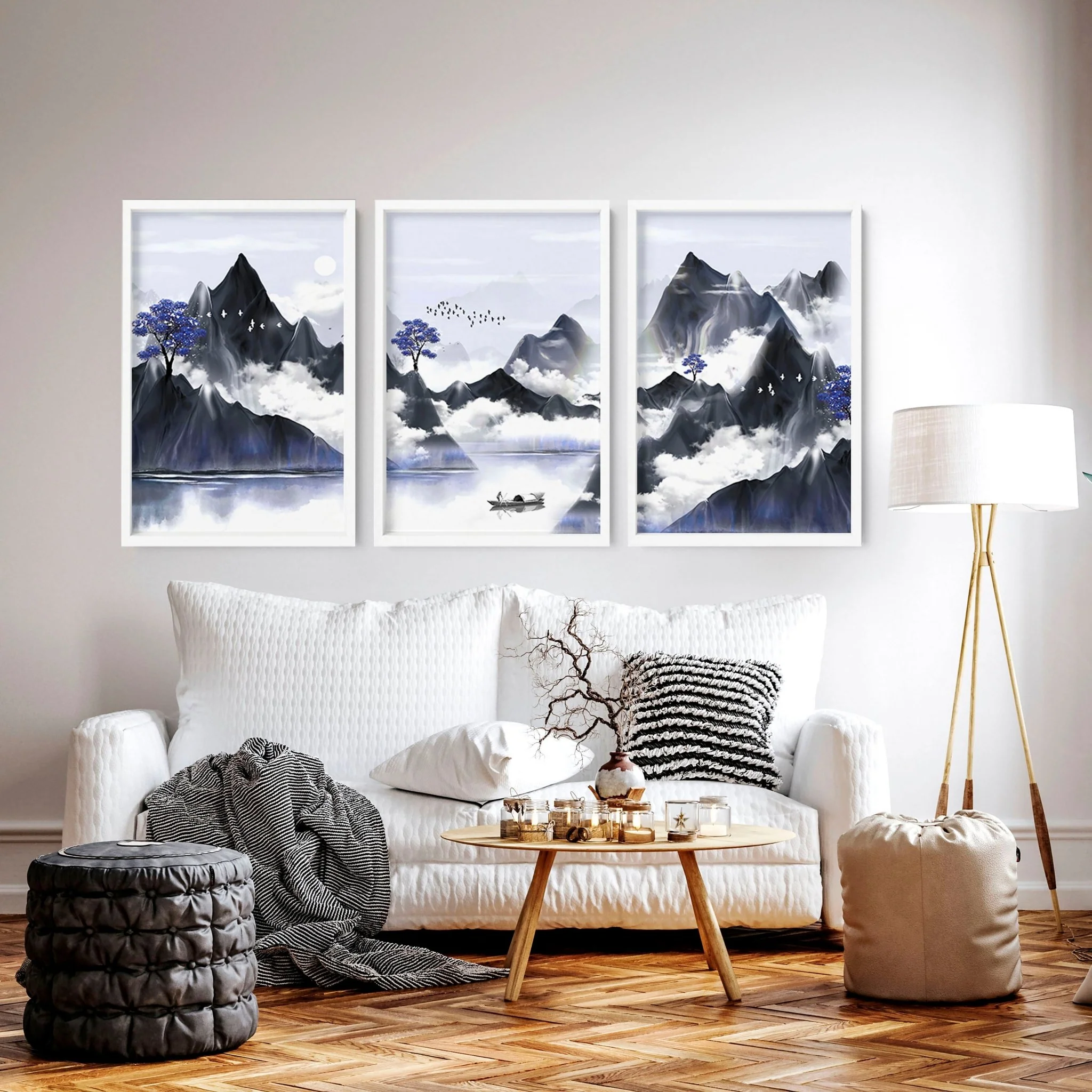 Living room pictures for walls | set of 3 Japanese art prints - Image 3