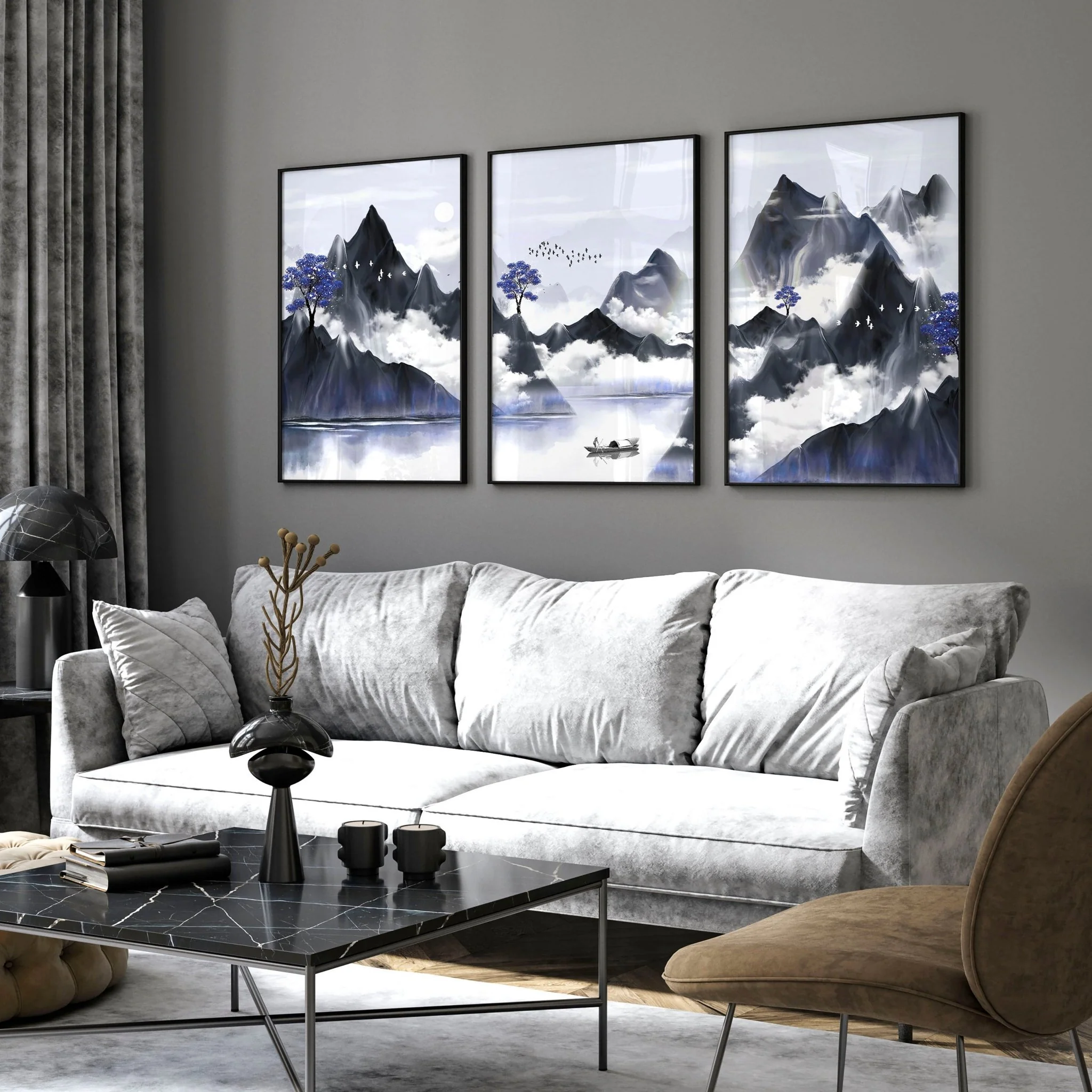 Living room pictures for walls | set of 3 Japanese art prints - Image 4