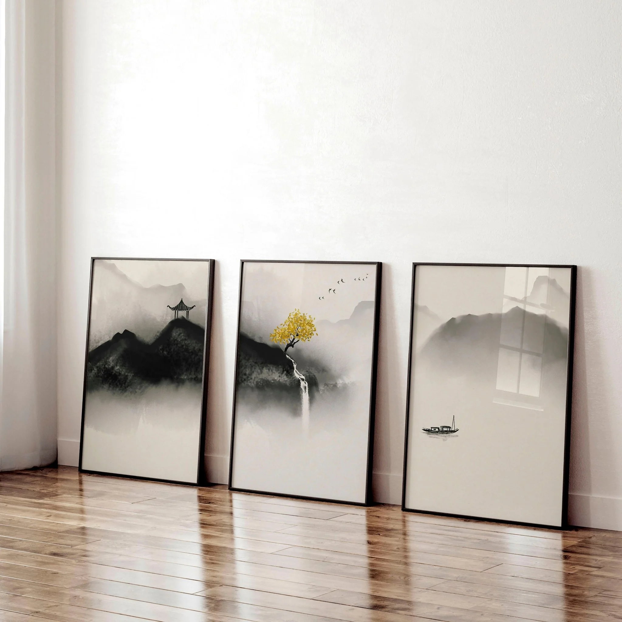 Japanese pagoda | set of 3 wall art for home office decor - Image 3