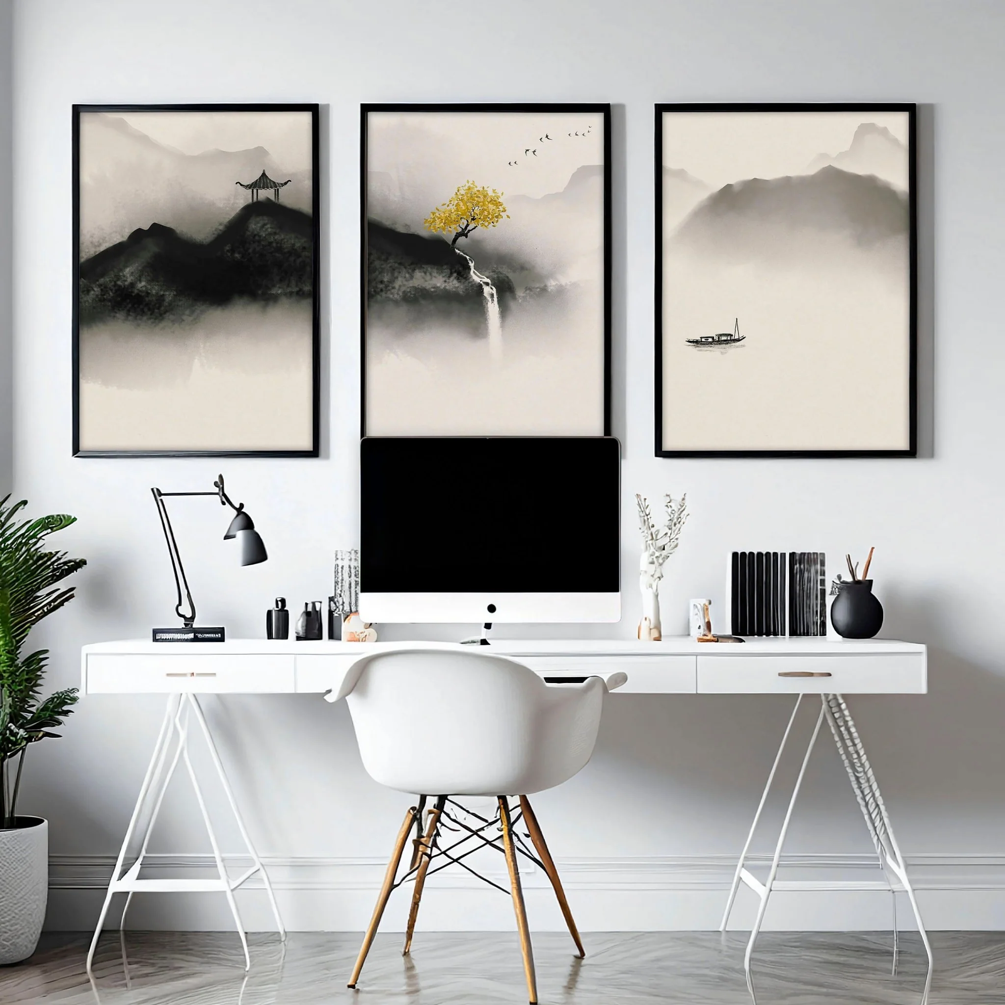 Japanese pagoda | set of 3 wall art for home office decor - Image 4