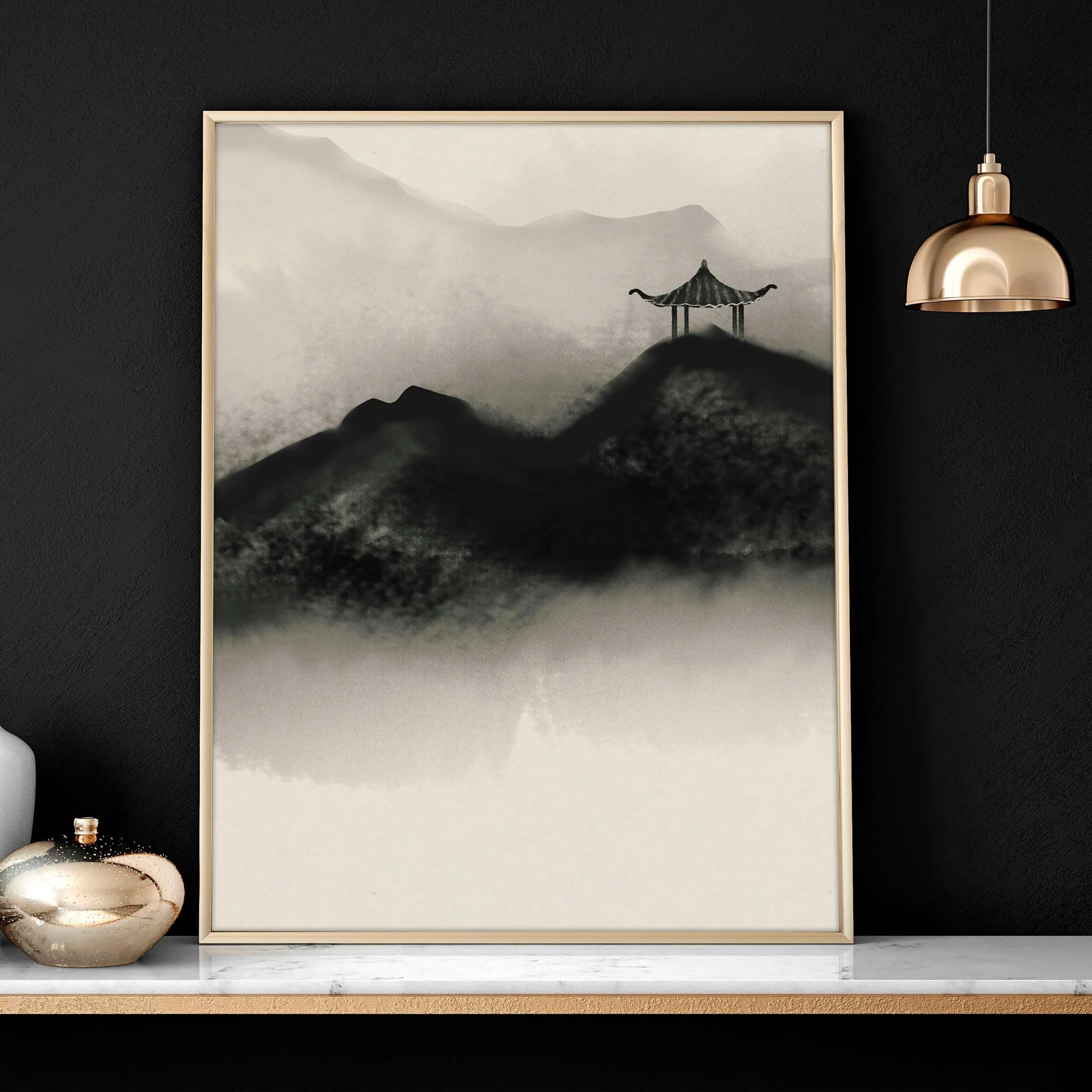 Japanese pagoda | set of 3 wall art for home office decor - Image 5
