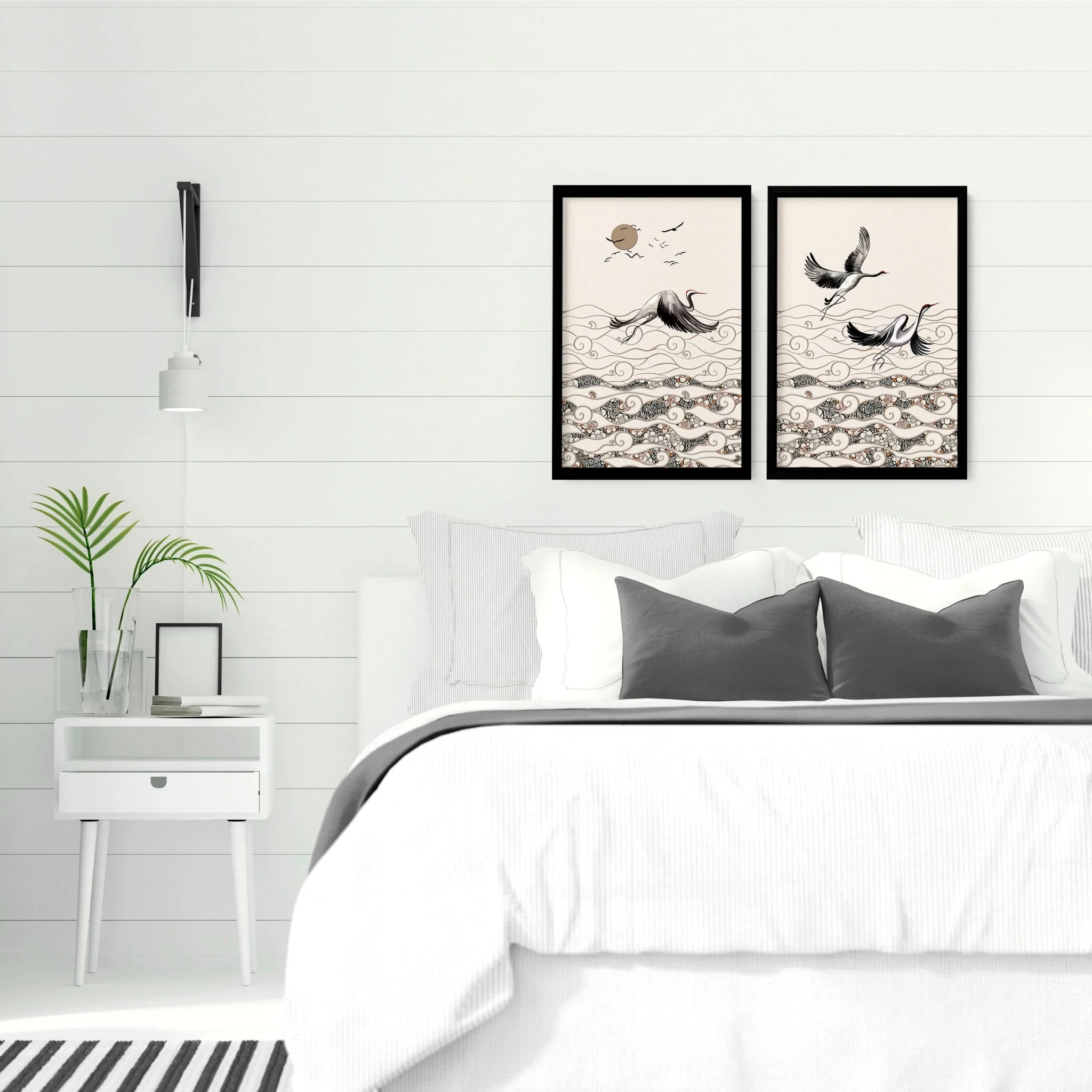 Wall art for bedrooms | set of 2 Japanese wall art prints - Image 2