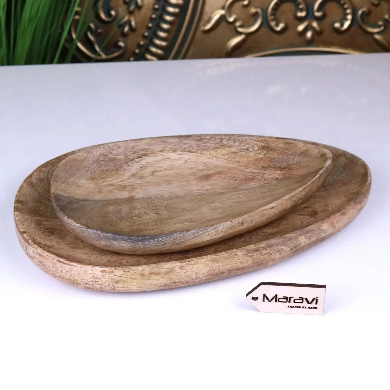 Jarita Oval Shaped Wooden Serving Dishes Set of 2 - Image 7