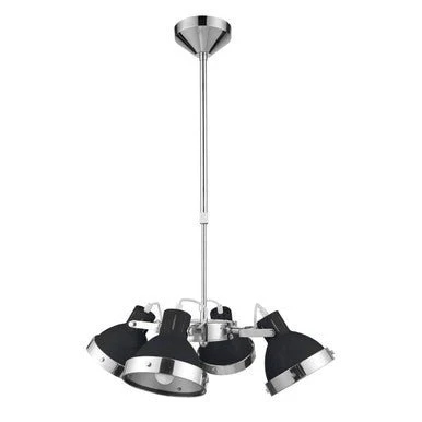 Jasper Black Shade and Chrome 4 Light Pendant Light - Image 5