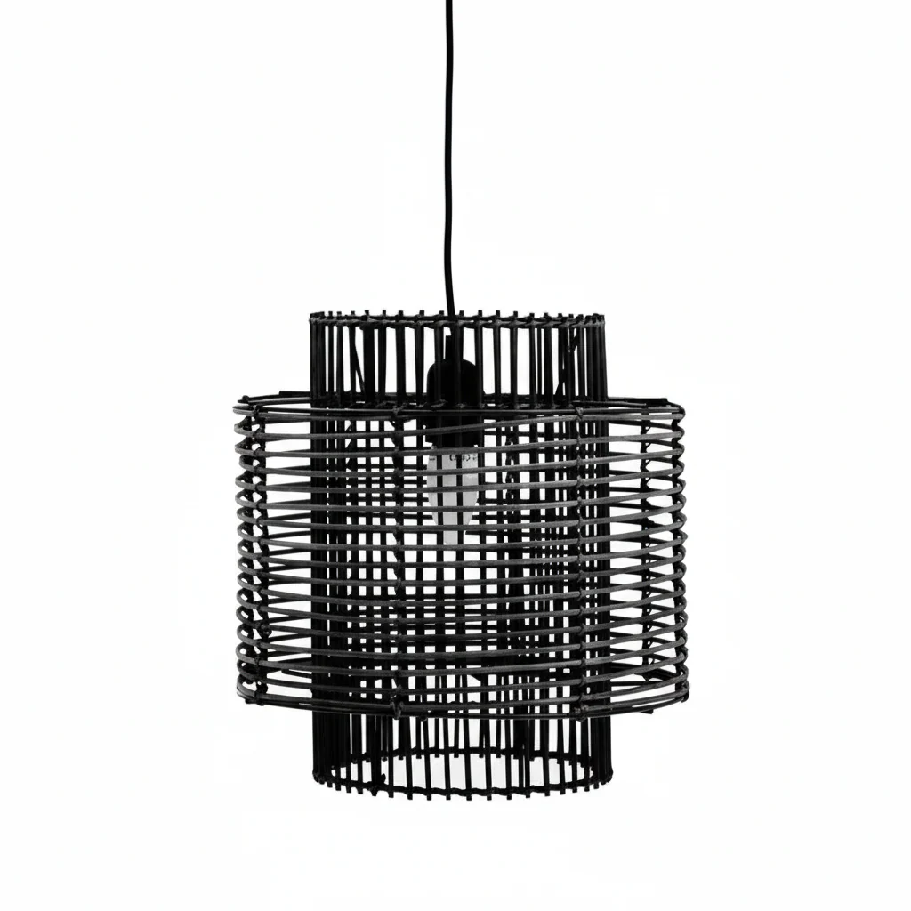 Jaya Black Rattan Overlapping Pendant Lamp