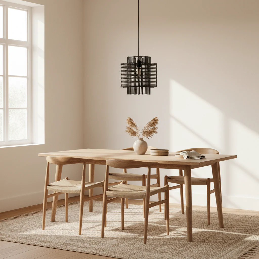 Jaya Black Rattan Overlapping Pendant Lamp - Image 3