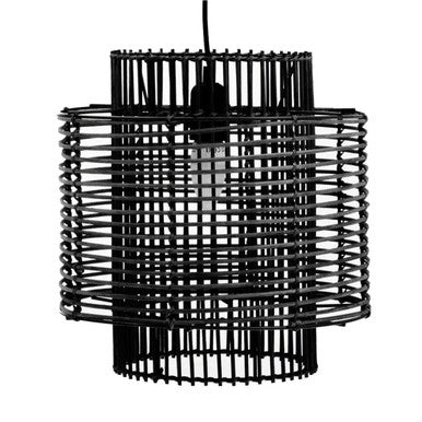 Jaya Black Rattan Overlapping Pendant Lamp - Image 5
