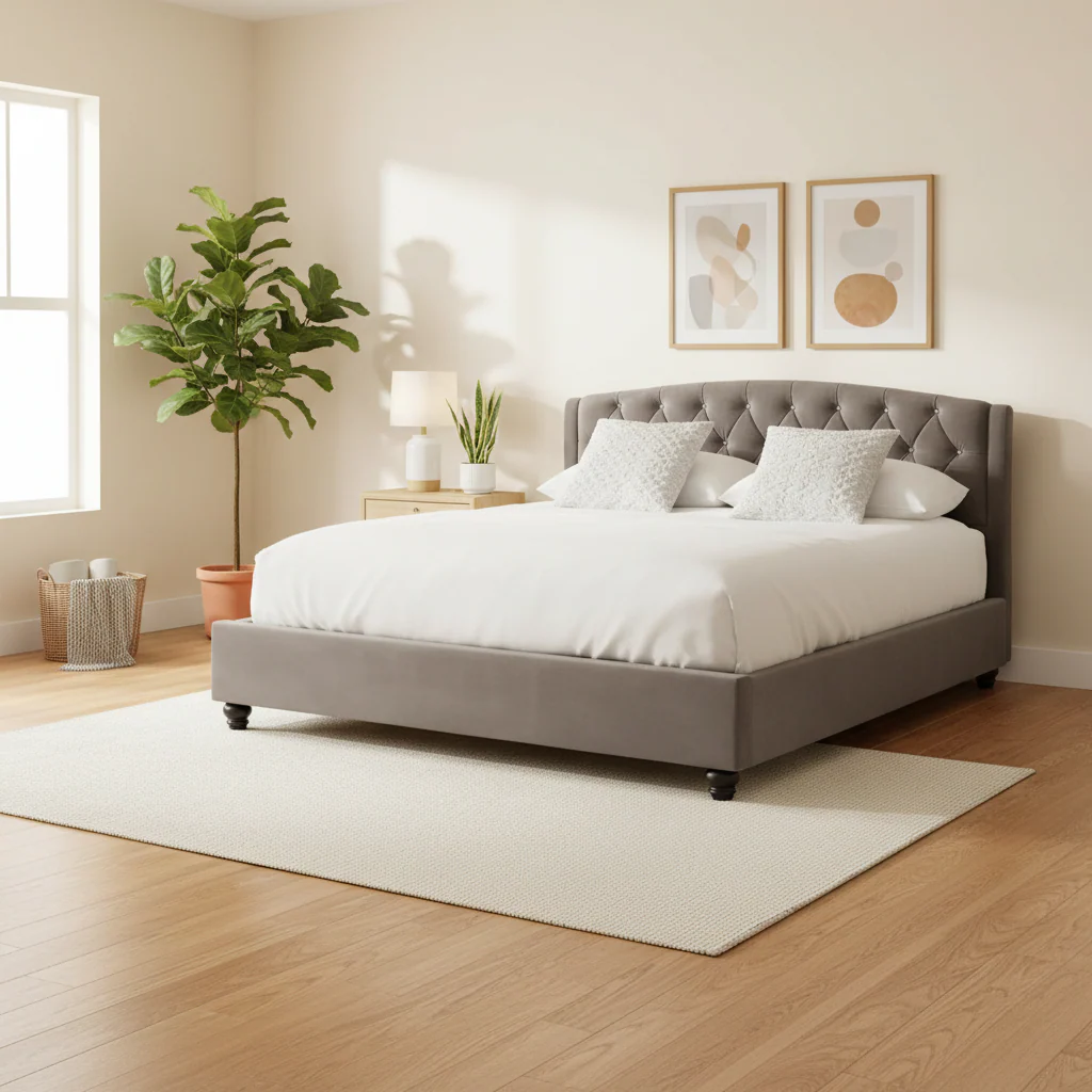 Josephine Grey Velvet King Bed - Image 2