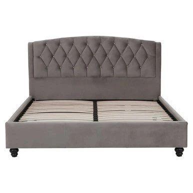 Josephine Grey Velvet King Bed - Image 6
