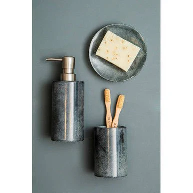 Kamal Dark Grey Marble Effect Soap Dish - Image 8