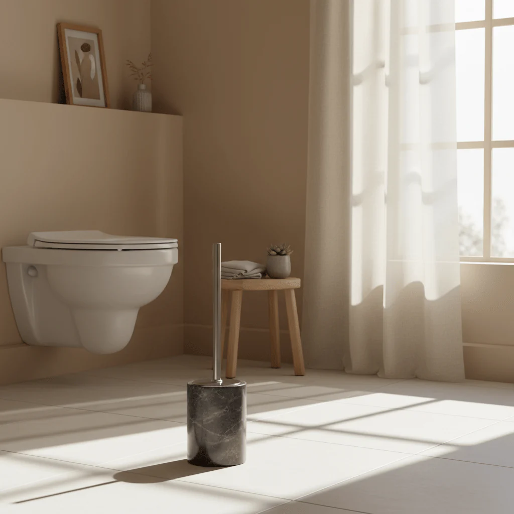 Kamal Dark Grey Marble Effect Toilet Brush - Image 3
