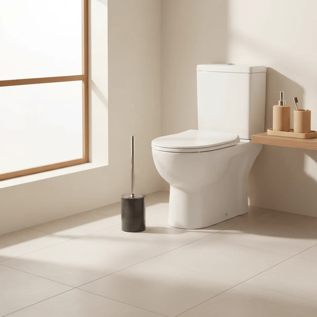 Kamal Dark Grey Marble Effect Toilet Brush - Image 4