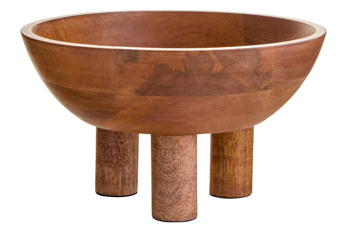 Kara Mango Wood Serving or Fruit Bowl with Footed Base - Image 6