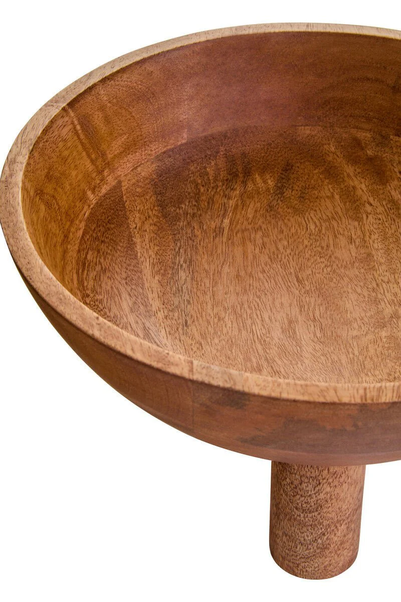 Kara Mango Wood Serving or Fruit Bowl with Footed Base - Image 9