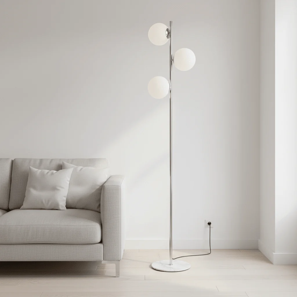 Karter Chrome Finish And White Glass Floor Lamp - Image 2
