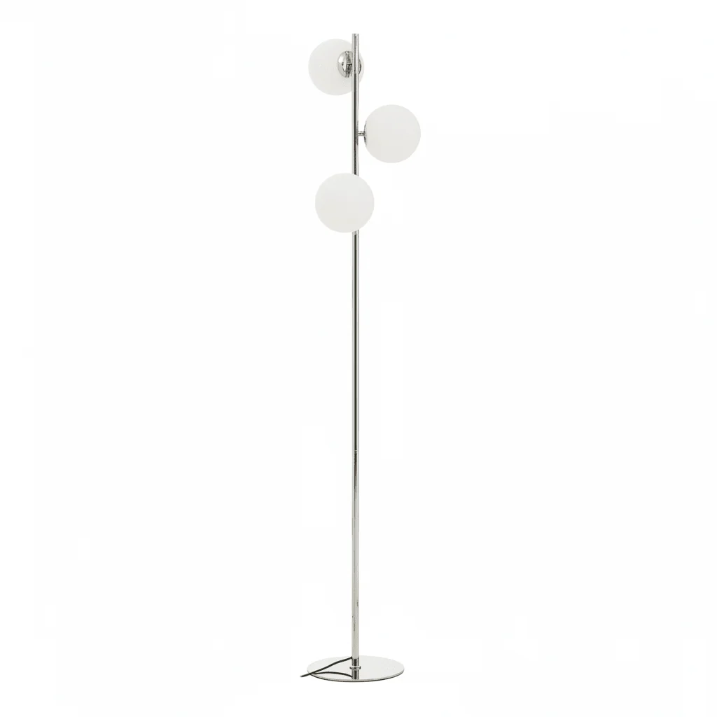 Karter Chrome Finish And White Glass Floor Lamp - Image 4