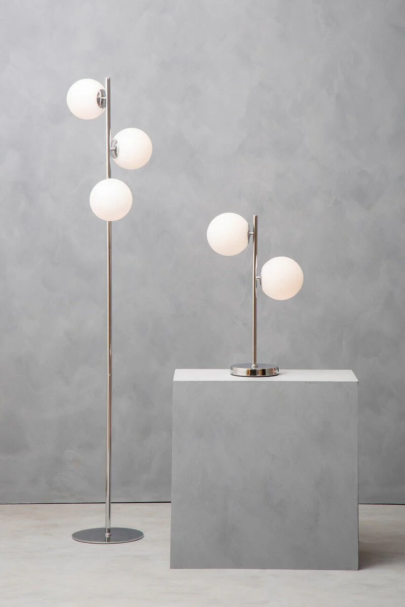 Karter Chrome Finish And White Glass Floor Lamp - Image 5