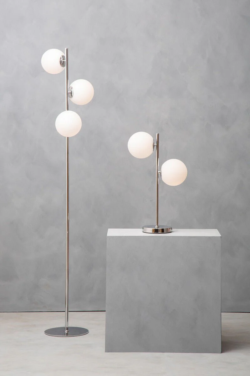 Karter Chrome Finish And White Glass Floor Lamp - Image 9