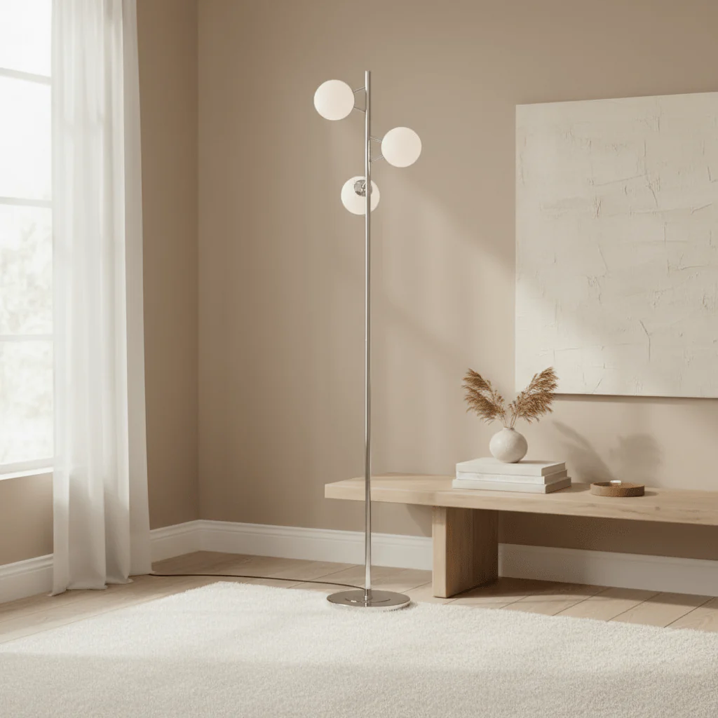 Karter Chrome Finish Table Lamp With Three Lights - Image 3