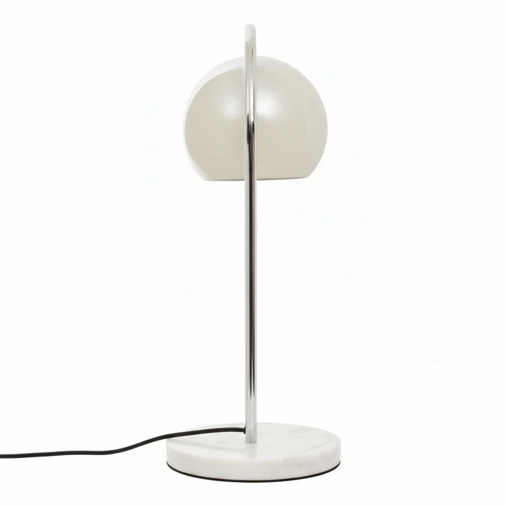 Karter Chrome Finish Table Lamp With White Base