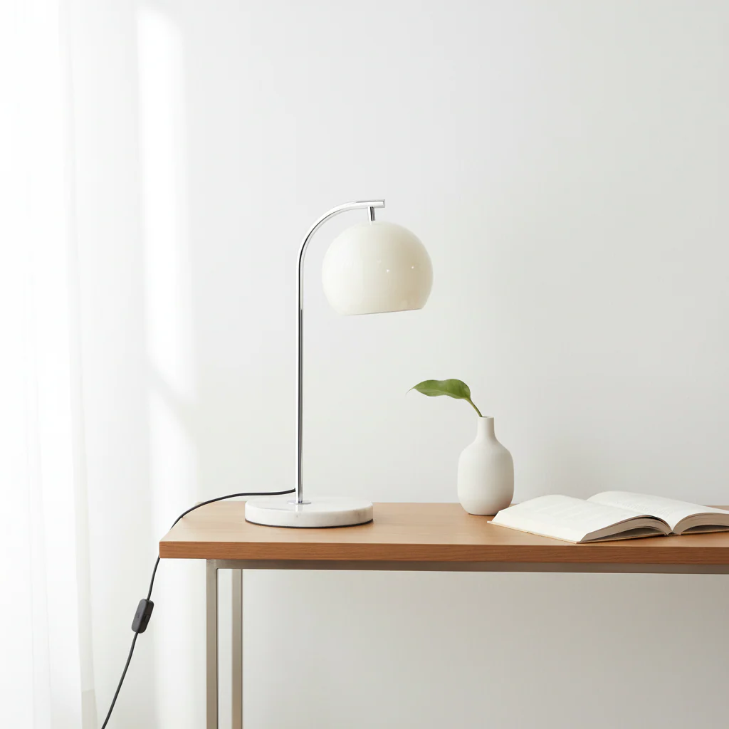 Karter Chrome Finish Table Lamp With White Base - Image 4