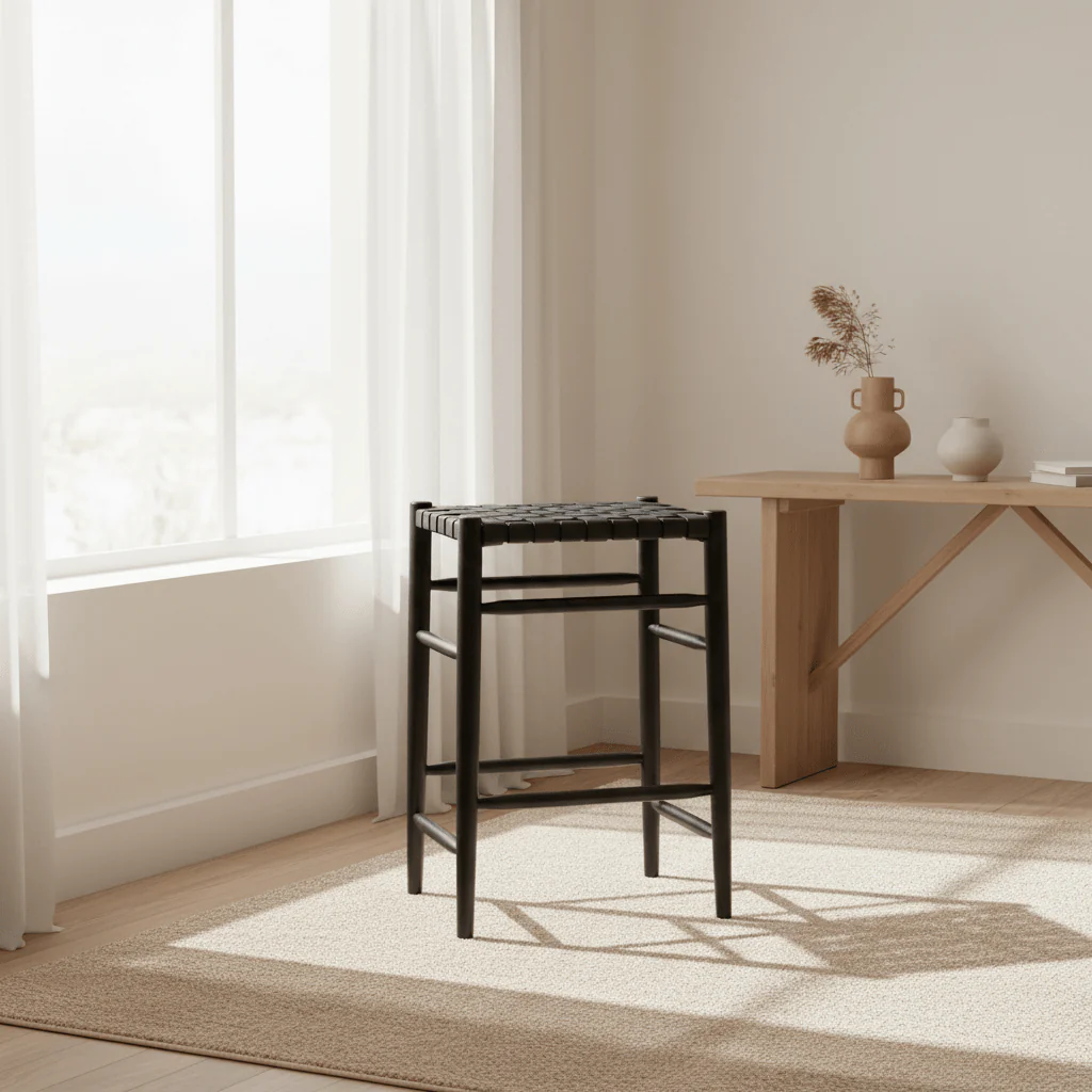 Kendari Barstool with Black Leather Strap - Image 3