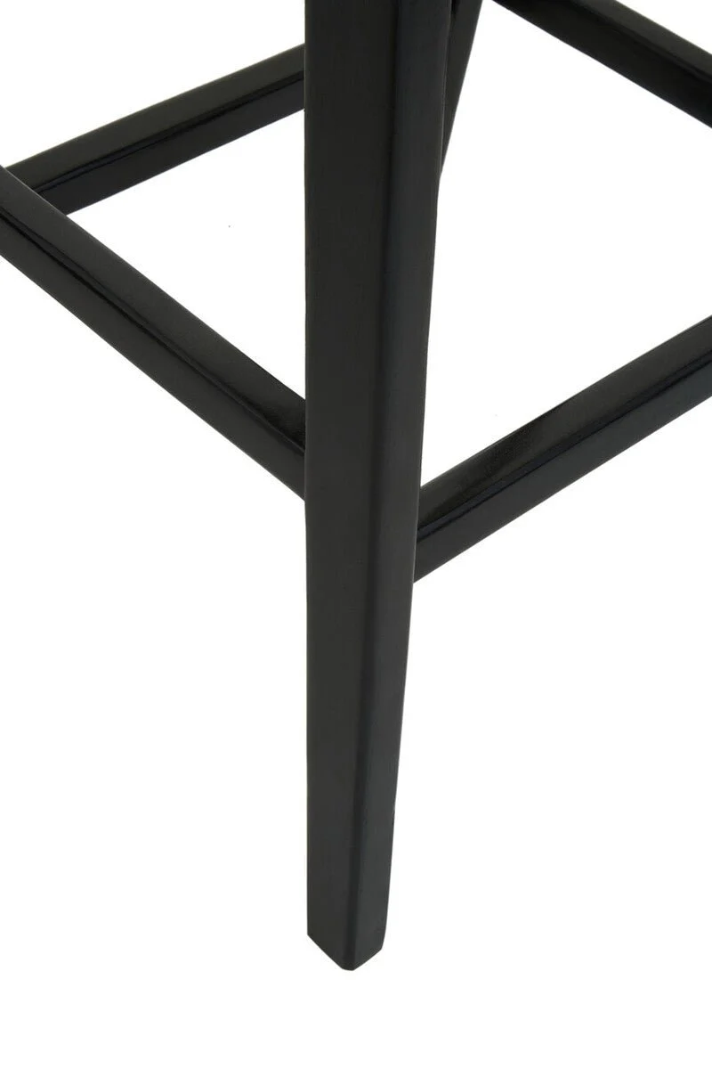 Kendari Black Leather and Teak Barstool - Image 13