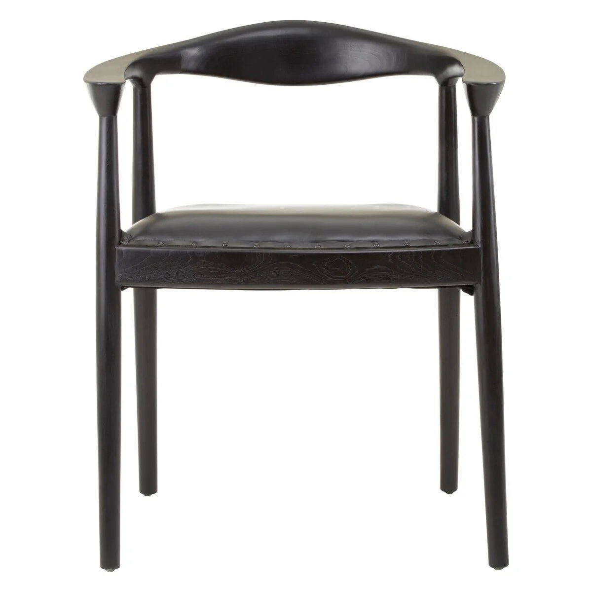 Kendari Black Leather and Teak Wood Chair - Image 6