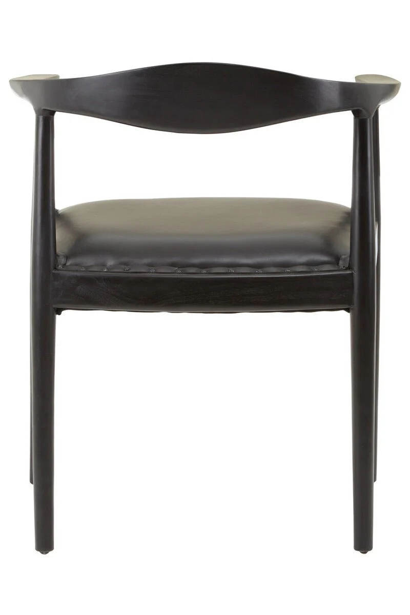 Kendari Black Leather and Teak Wood Chair - Image 8