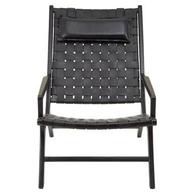 Kendari Black Leather Woven Chair - Image 5