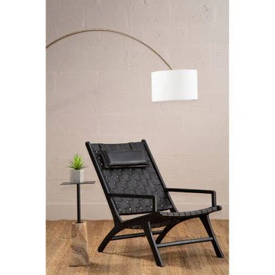 Kendari Black Leather Woven Chair - Image 6