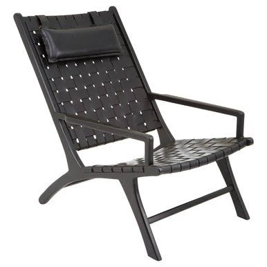Kendari Black Leather Woven Chair - Image 7