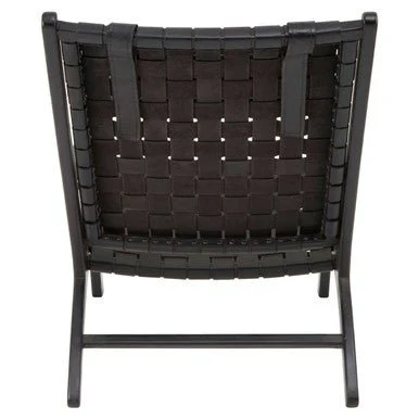Kendari Black Leather Woven Chair - Image 9