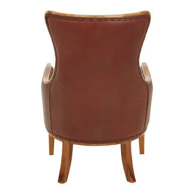 Kendari Brown Cow Leather and Teak Wood Frame Chair - Image 8