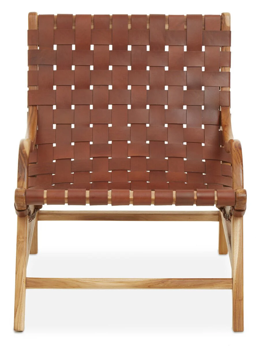 Kendari Brown Woven Leather Chair - Image 7