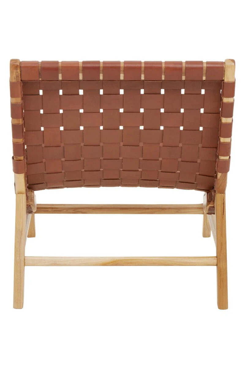 Kendari Brown Woven Leather Chair - Image 9