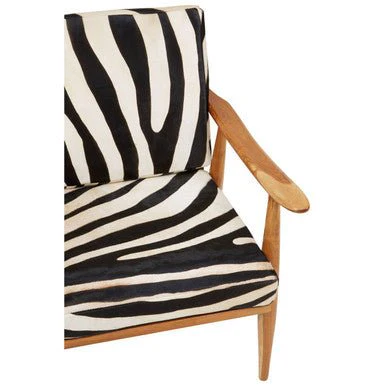 Kendari Leather Zebra Pattern And Teak Chair - Image 10
