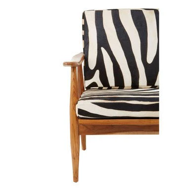 Kendari Leather Zebra Pattern And Teak Chair - Image 11