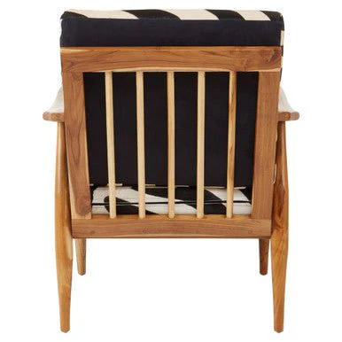 Kendari Leather Zebra Pattern And Teak Chair - Image 9