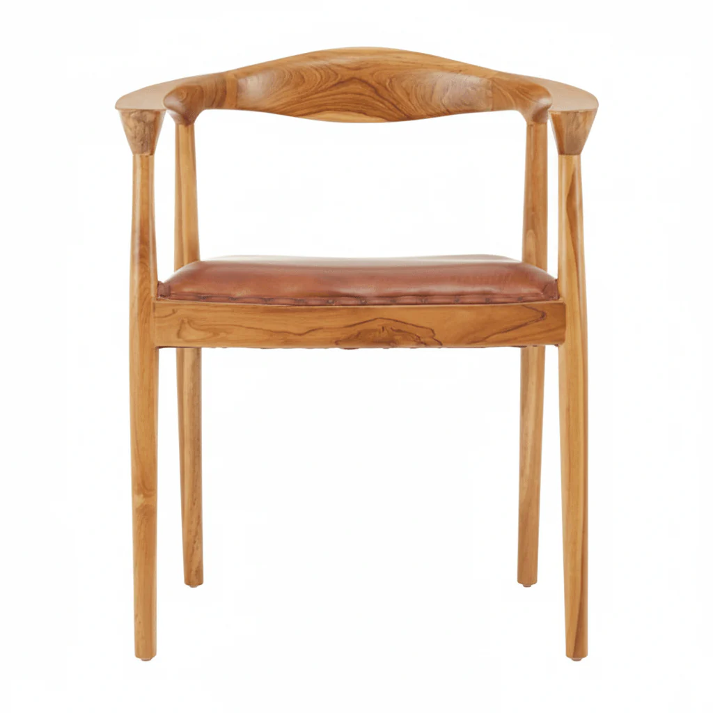 Kendari Open Back Brown Leather Chair