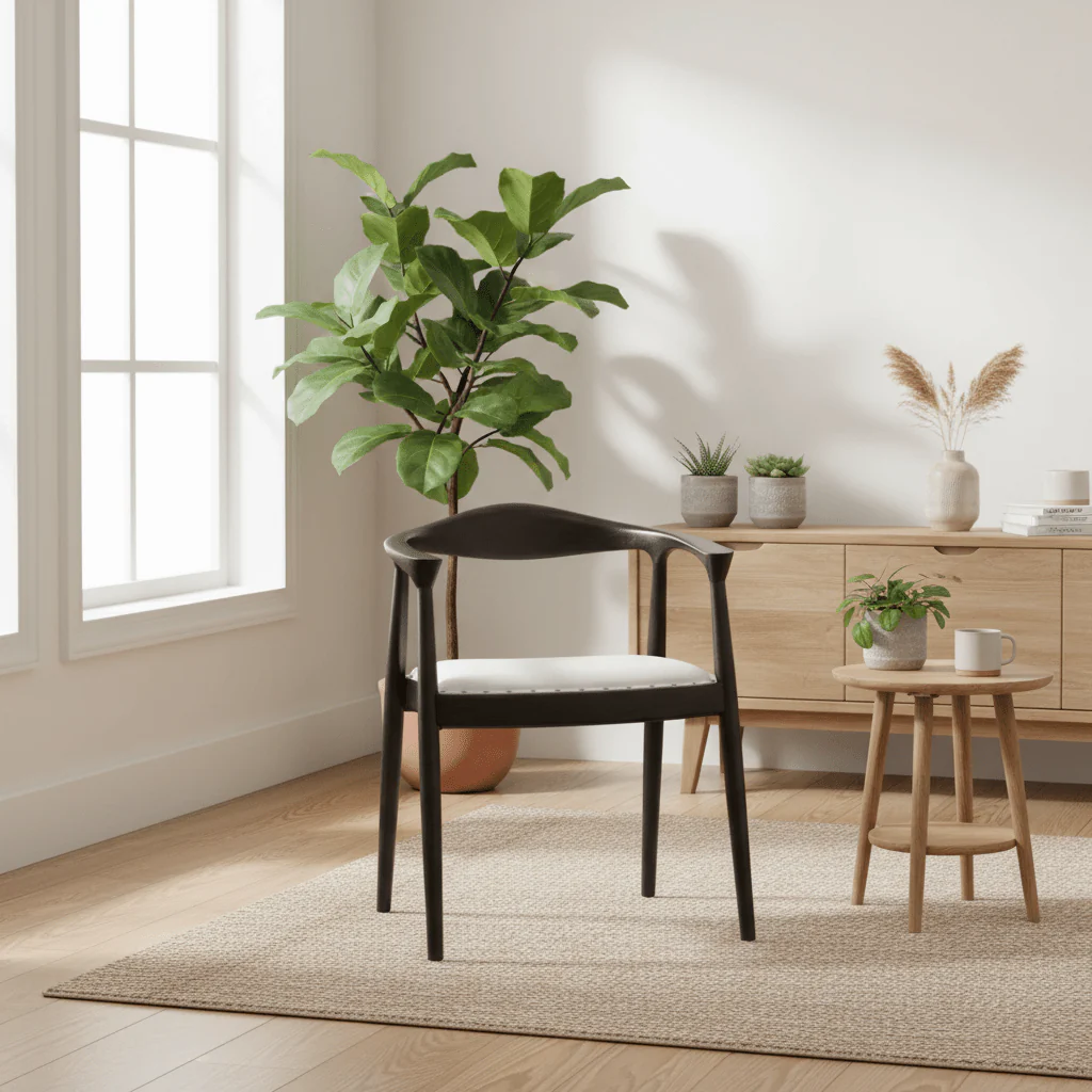 Kendari Open Back Grey Leather Chair - Image 3