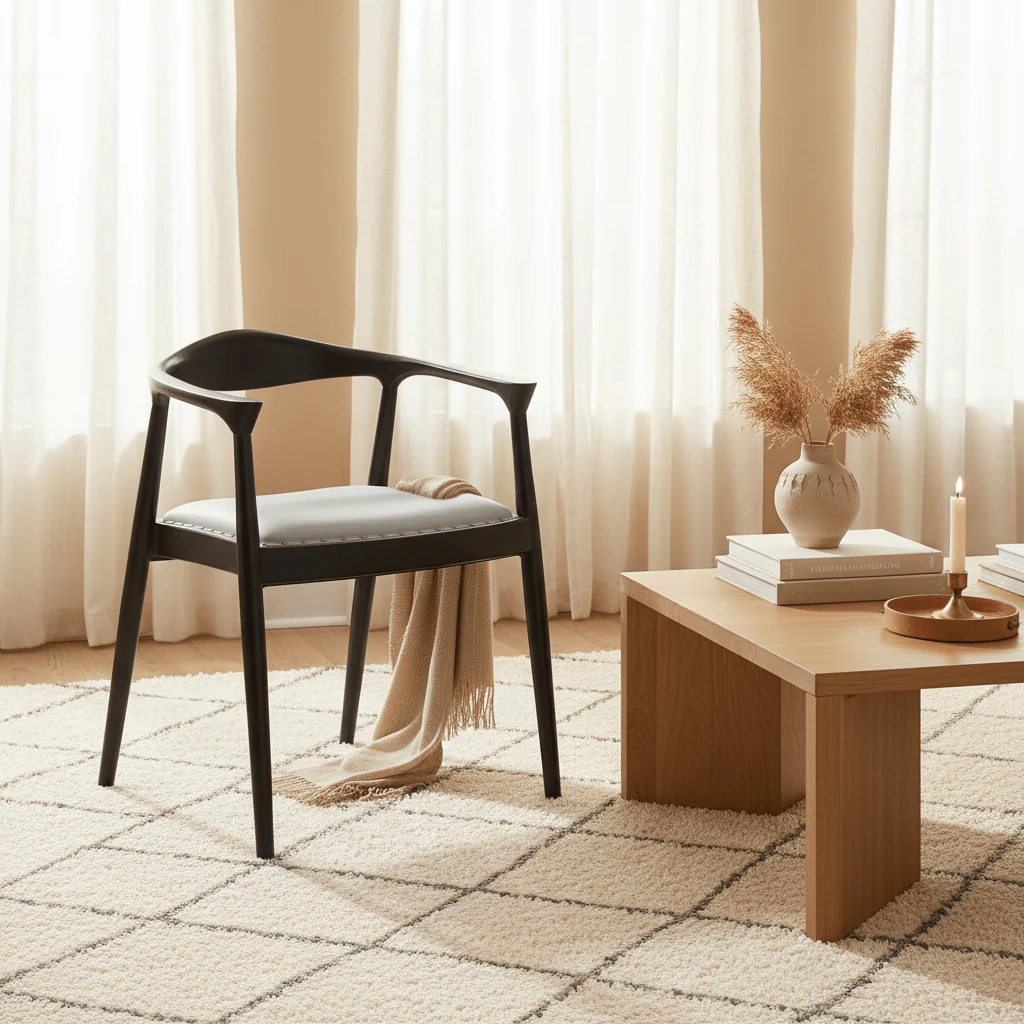 Kendari Open Back Grey Leather Chair - Image 4