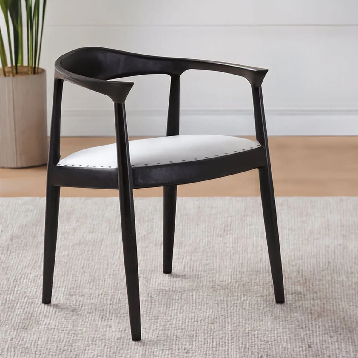 Kendari Open Back Grey Leather Chair - Image 6