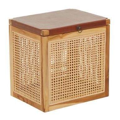 Kendari Teak Box With Light Brown Leather - Image 5