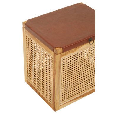 Kendari Teak Box With Light Brown Leather - Image 8